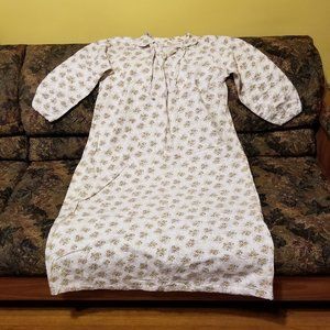 Cream nightdress, rose pattern, warm, cotton, vintage 70s, handmade